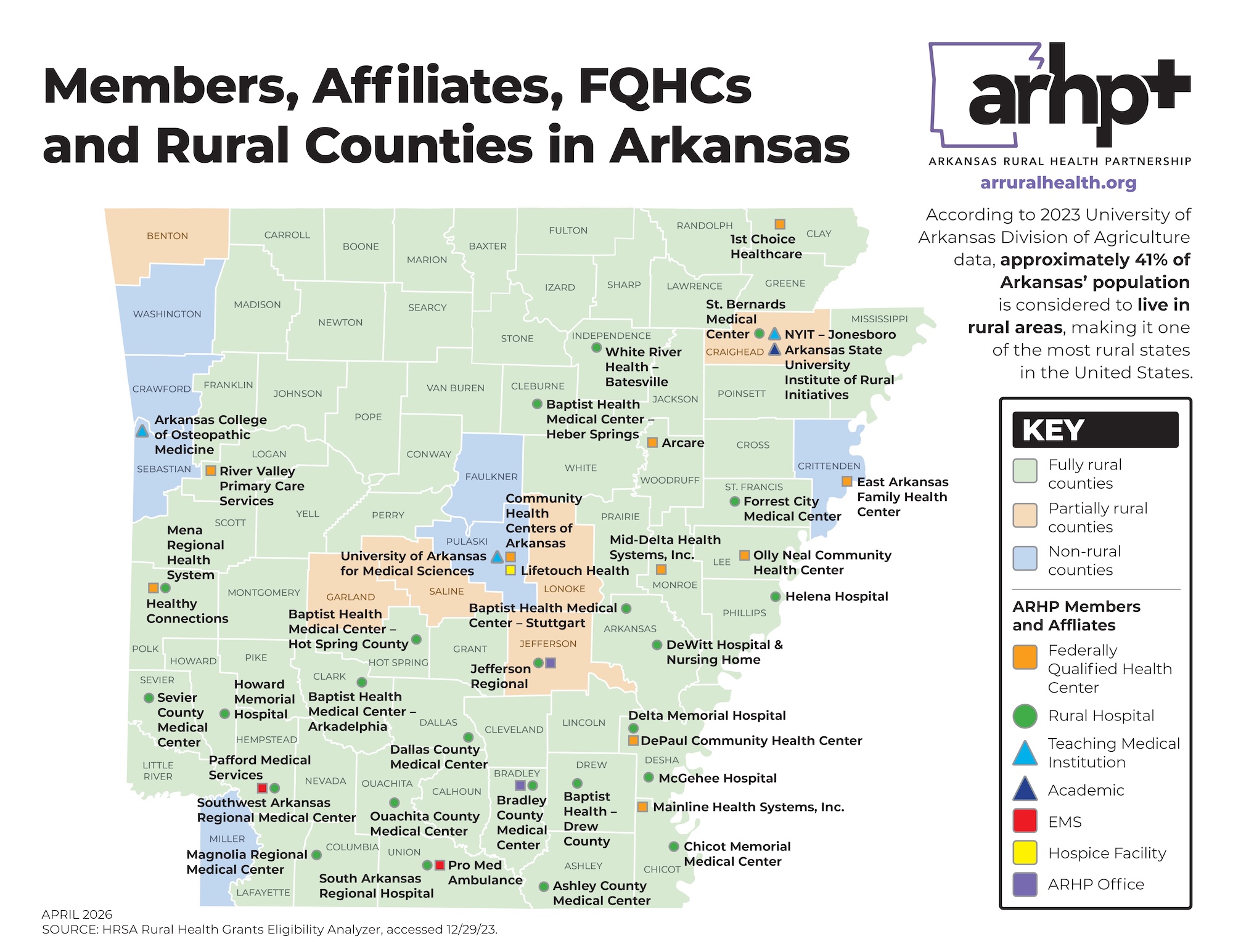 ARHP_Members_Rural_Designations_FQHCs_Map_April_2026_v60
